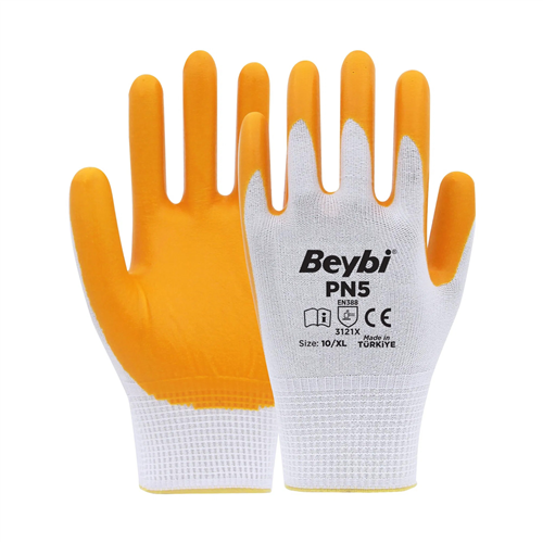 BEYBİ PN5 NAYLON NİTRİL ELDİVEN SARI NO: 10